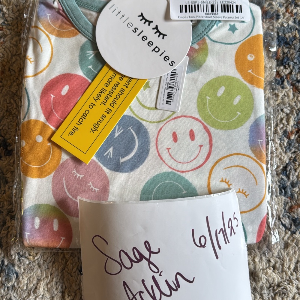 Little Sleepies Kids Pajama Set - Colorful Smiley Faces